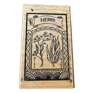 Hampton Art Stamps 1993 Vintage HERB PACKET H898 Wood Mounted Rubber Stamp